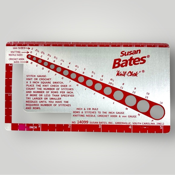 Susan Bates Knit-Chek Red and Silver Stitch Gauge No. 14099 - Picture 1 of 1